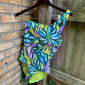 Catalina Vibrant Blue and Purple Floral One-Piece Swimsuit